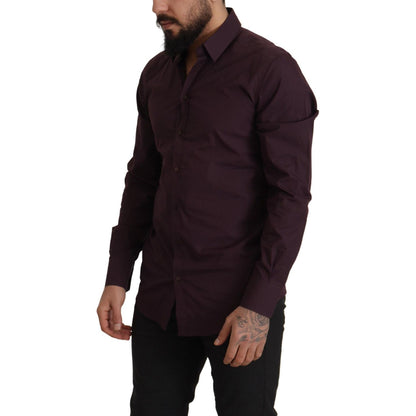 Dolce & Gabbana Purple Cotton GOLD Slim Fit Dress Shirt