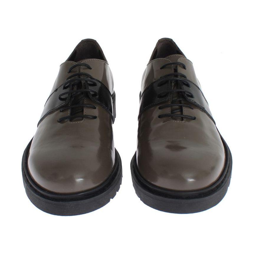 AI_ Gray Brown Leather Laceups Shoes AI_