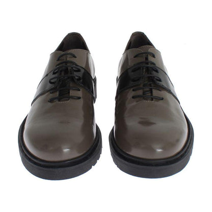 AI_ Gray Brown Leather Laceups Shoes AI_