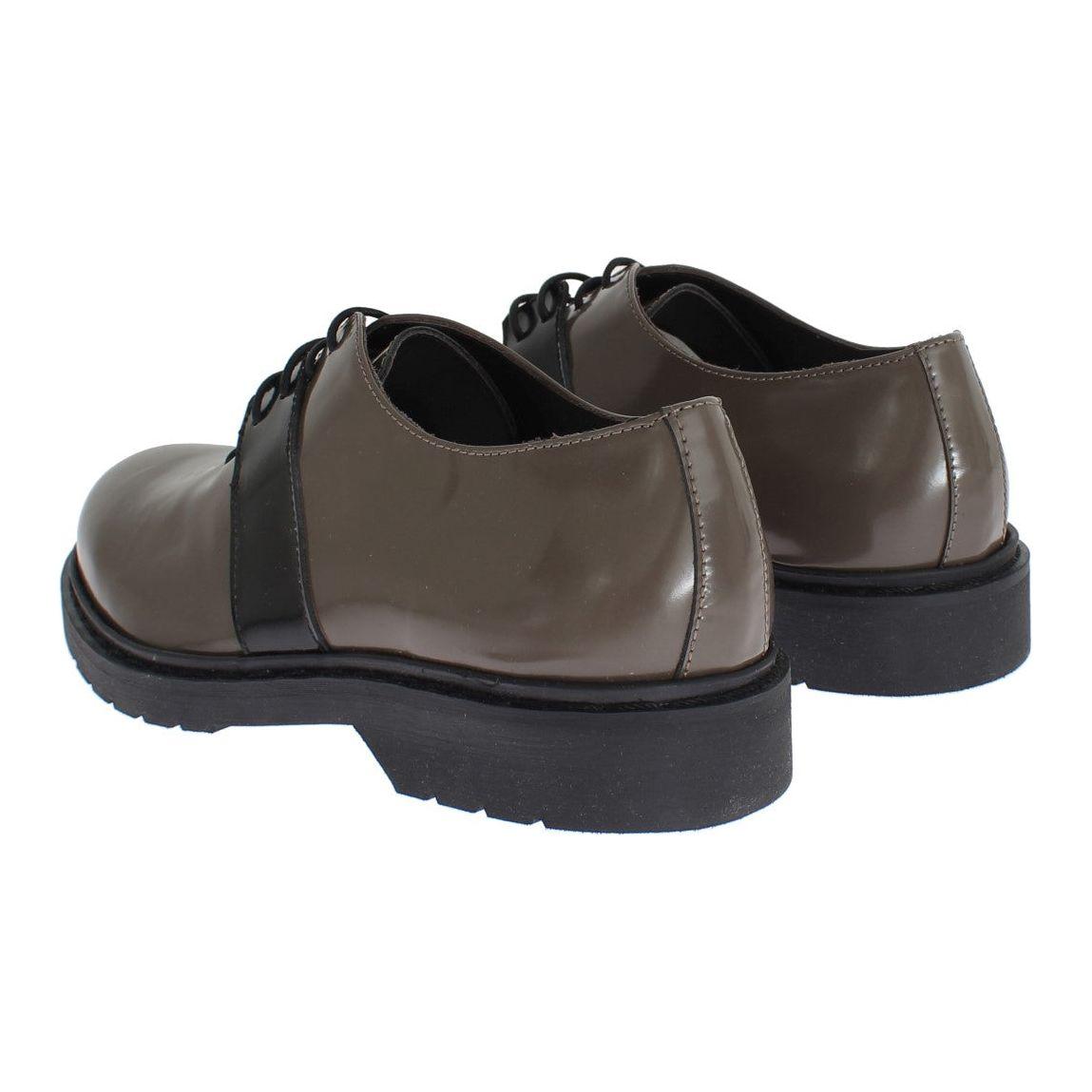 AI_ Gray Brown Leather Laceups Shoes AI_