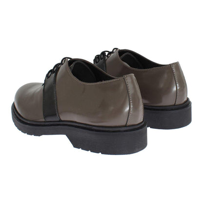 AI_ Gray Brown Leather Laceups Shoes AI_