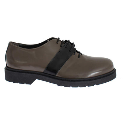 AI_ Gray Brown Leather Laceups Shoes AI_