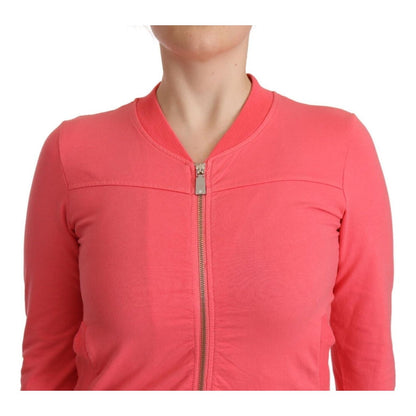 Blumarine Pink 3/4 Sleeve Zip Embellished Sweater Blumarine