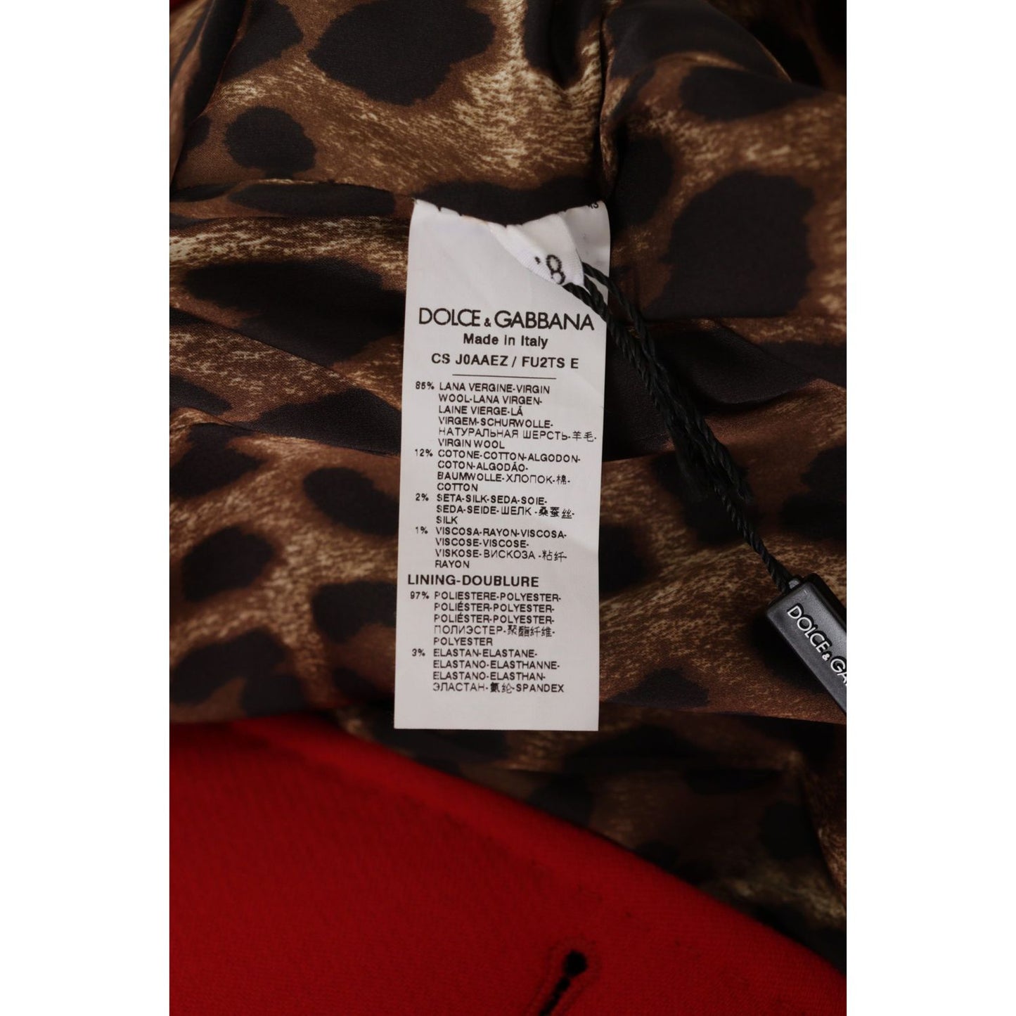 Dolce & Gabbana Red Leopard Wool Trenchcoat Jacket 1% Rayon,12% Cotton,1728,2% Silk,67345645728,Clothing,Dolce & Gabbana,IT36|XXS,IT38|XS,Jackets & Coats - Clothing,Jackets & Coats - Women - Clothing,Material: 85% Wool,New with tags,Red,Trench Coats - Jac