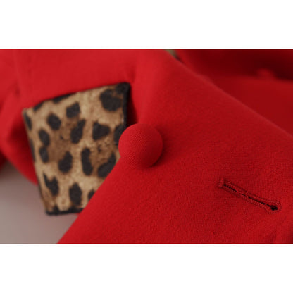 Dolce & Gabbana Red Leopard Wool Trenchcoat Jacket 1% Rayon,12% Cotton,1728,2% Silk,67345645728,Clothing,Dolce & Gabbana,IT36|XXS,IT38|XS,Jackets & Coats - Clothing,Jackets & Coats - Women - Clothing,Material: 85% Wool,New with tags,Red,Trench Coats - Jac