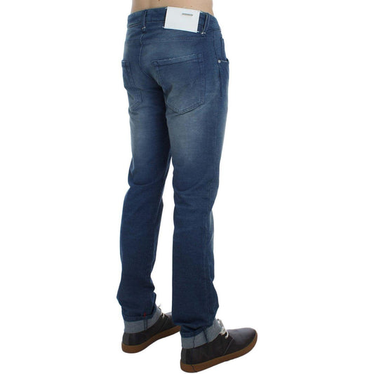 Acht Blue Wash Denim Cotton Stretch Slim Fit Jeans Acht