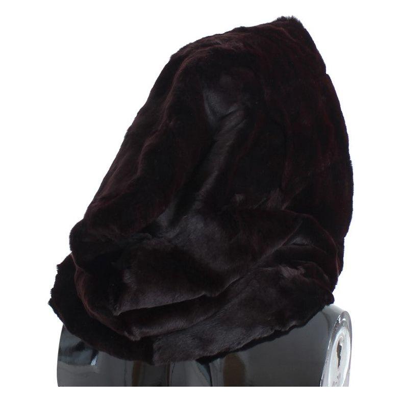 Dolce & Gabbana Purple Weasel Fur Crochet Hood Scarf Hat
