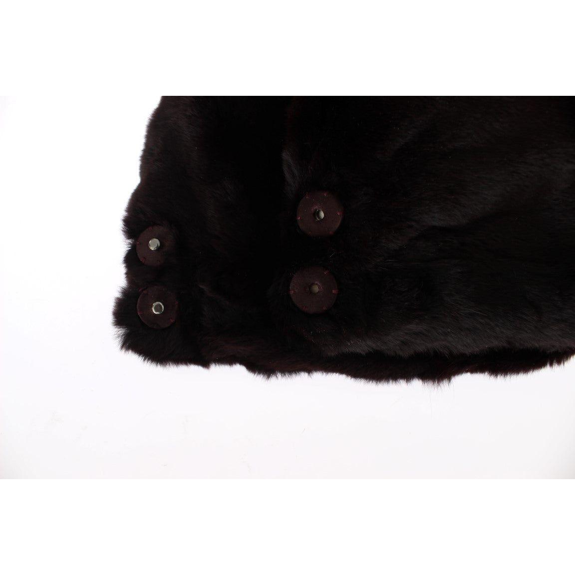 Dolce & Gabbana Purple Weasel Fur Crochet Hood Scarf Hat