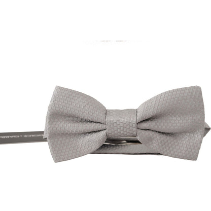 Dolce & Gabbana Gray 100% Silk Adjustable Neck Papillon Tie