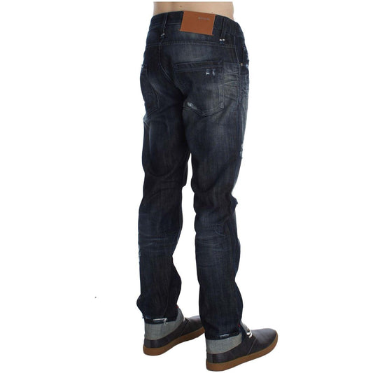 Acht Blue Cotton Regular Straight Fit Jeans Acht