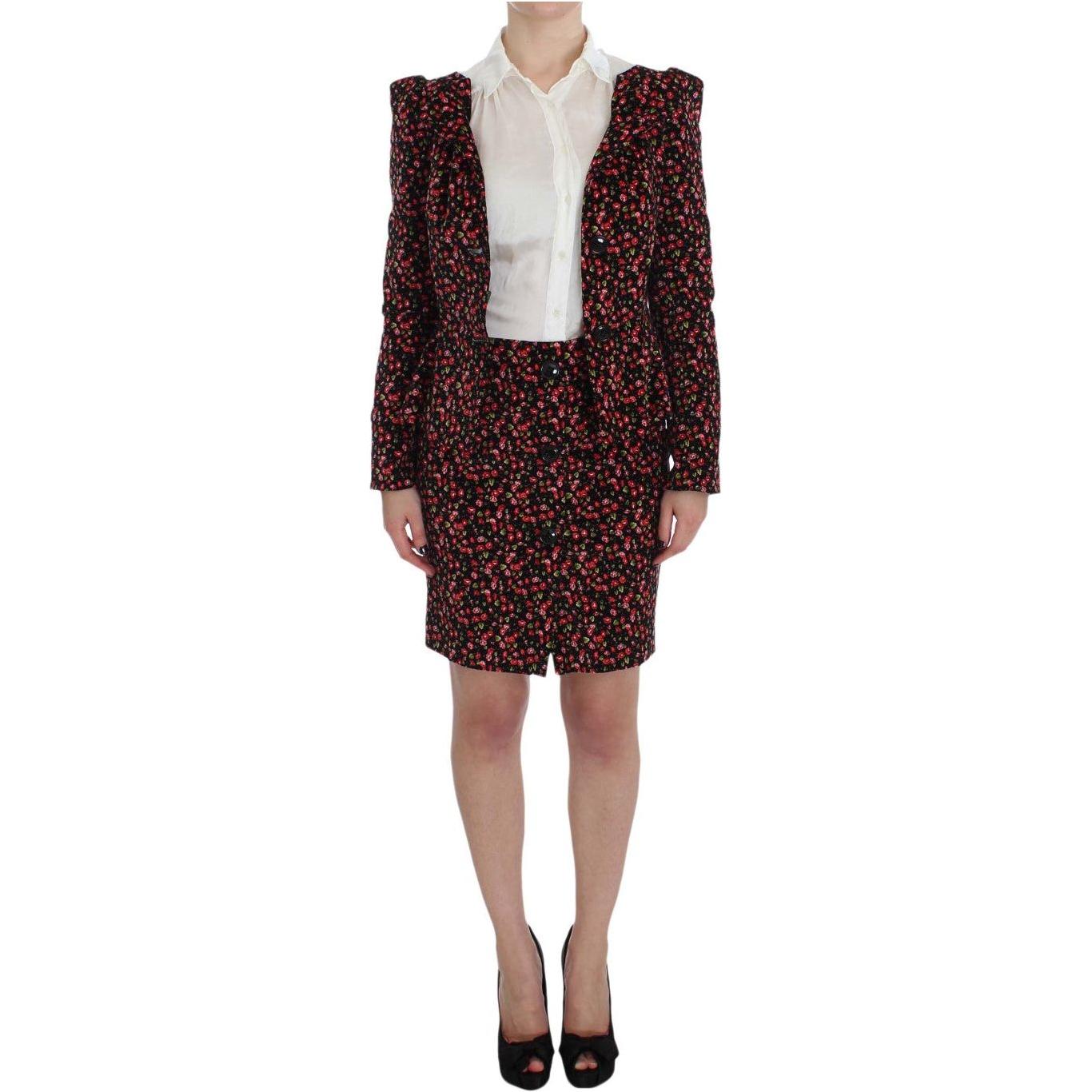 BENCIVENGA Black Multicolor Floral Suit BENCIVENGA
