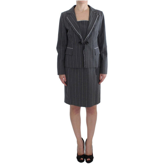 BENCIVENGA Gray Stretch Suit Sheath Dress & Blazer Set BENCIVENGA