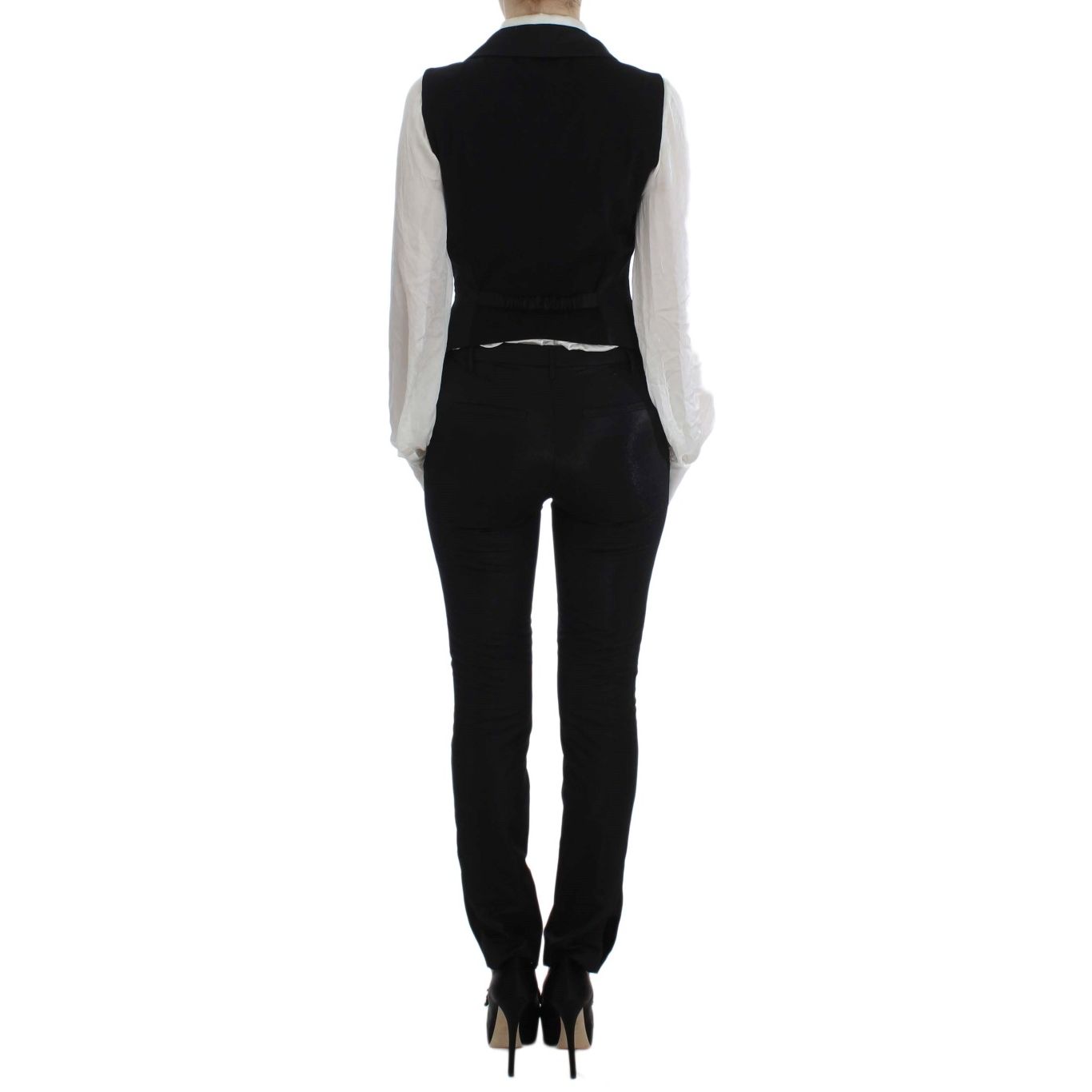 Exte Black One Button Three Piece Suit