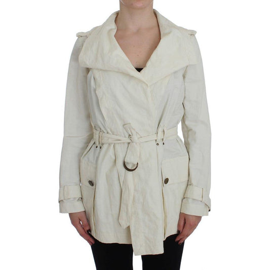 PLEIN SUD White Trench Coat Jacket SIG30998-1