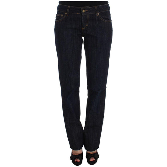 Cavalli Blue Cotton Straight Fit Stretch Jeans Cavalli