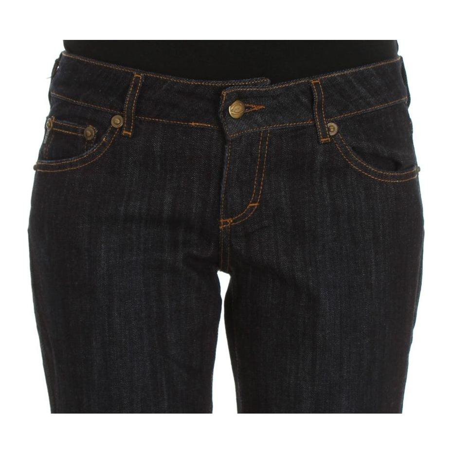 Cavalli Blue Cotton Straight Fit Stretch Jeans Cavalli