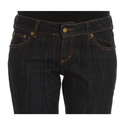 Cavalli Blue Cotton Straight Fit Stretch Jeans Cavalli