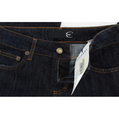 Cavalli Blue Cotton Straight Fit Stretch Jeans Cavalli