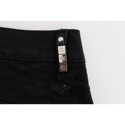 Costume National Black Cotton Slim Fit Cropped Jeans