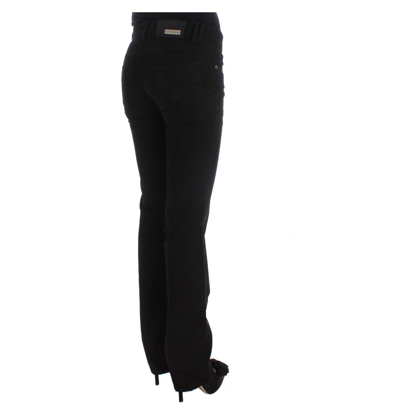 Costume National Black Cotton Slim Fit Bootcut Jeans