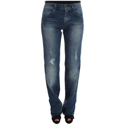 Ermanno Scervino Blue Wash Cotton Blend Slim Fit Jeans