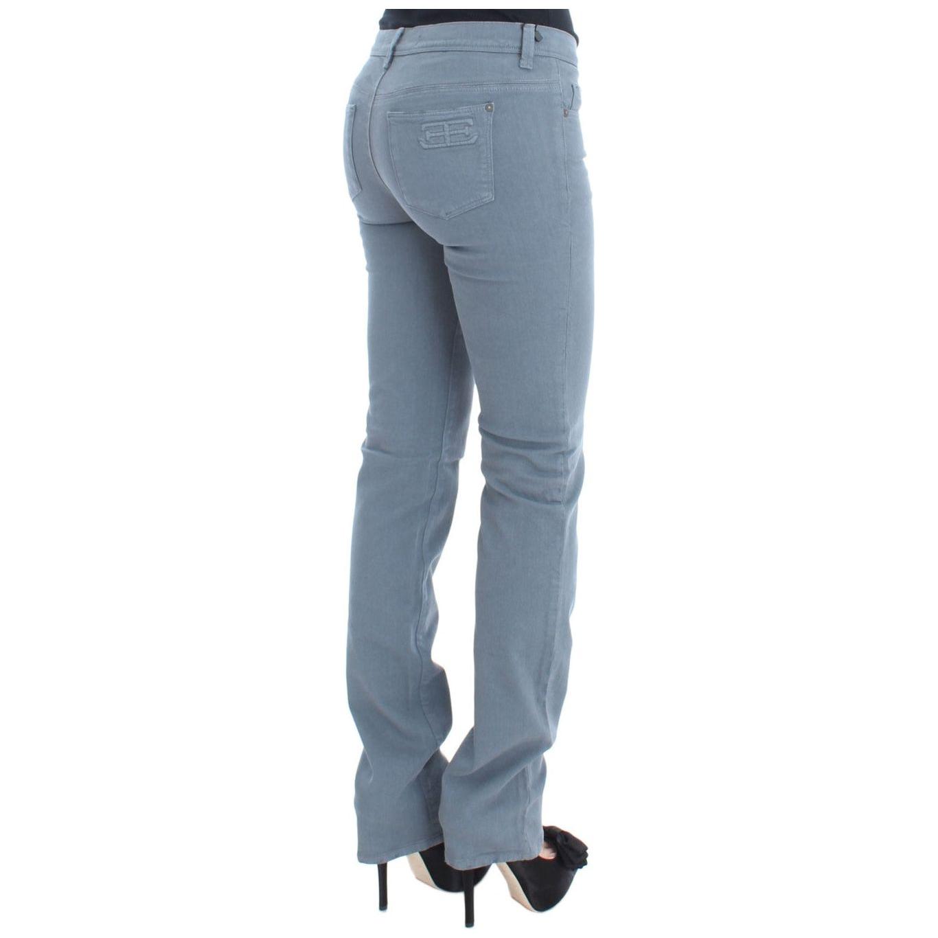Ermanno Scervino Blue Cotton Blend Slim Fit Bootcut Jeans