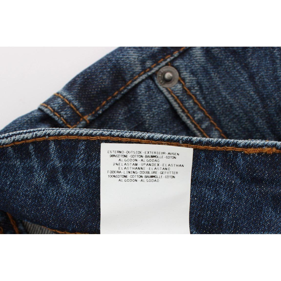 John Galliano Blue Wash Cotton Blend Slim Fit Jeans