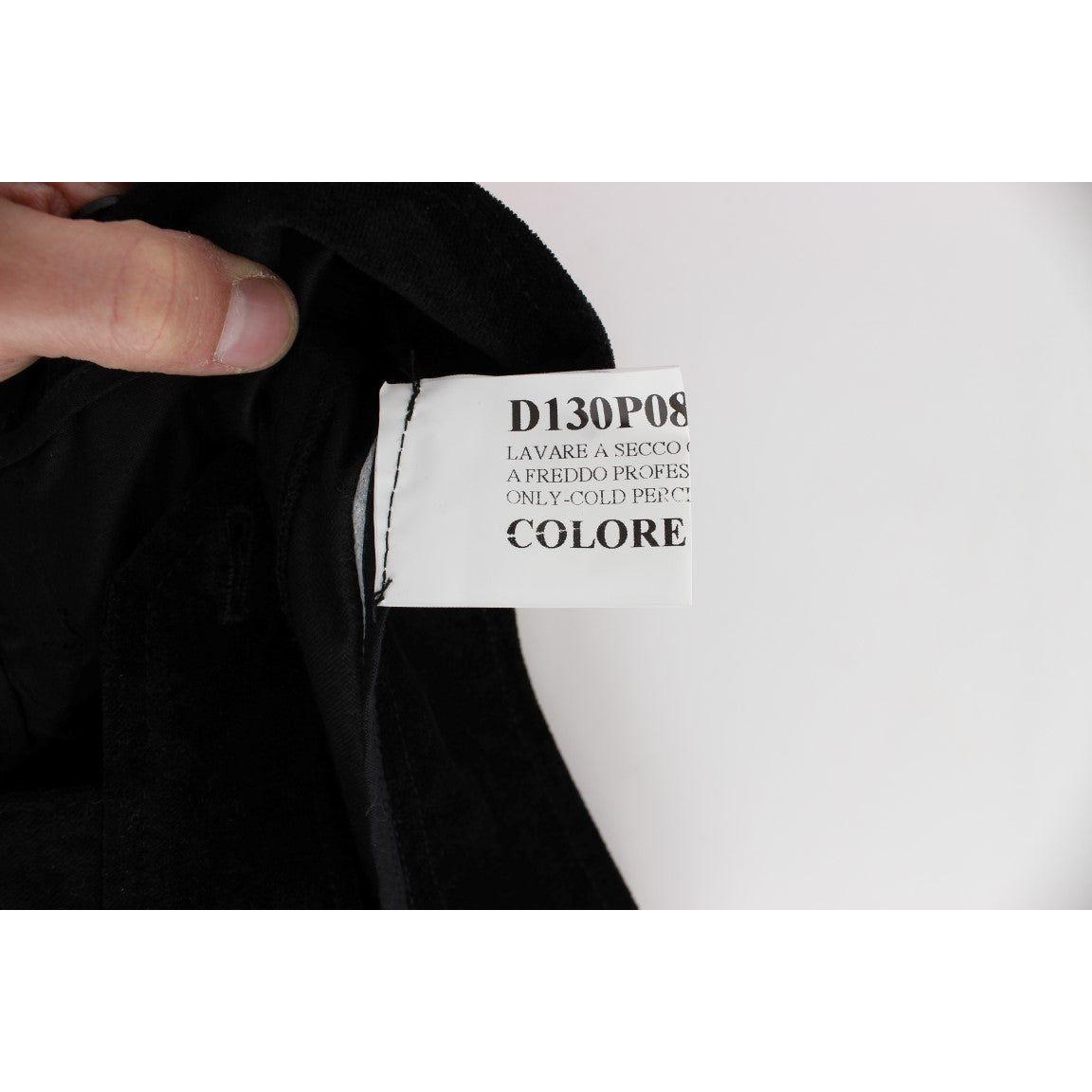 Ermanno Scervino Black Velvet Cotton Capri Bootcut Pants