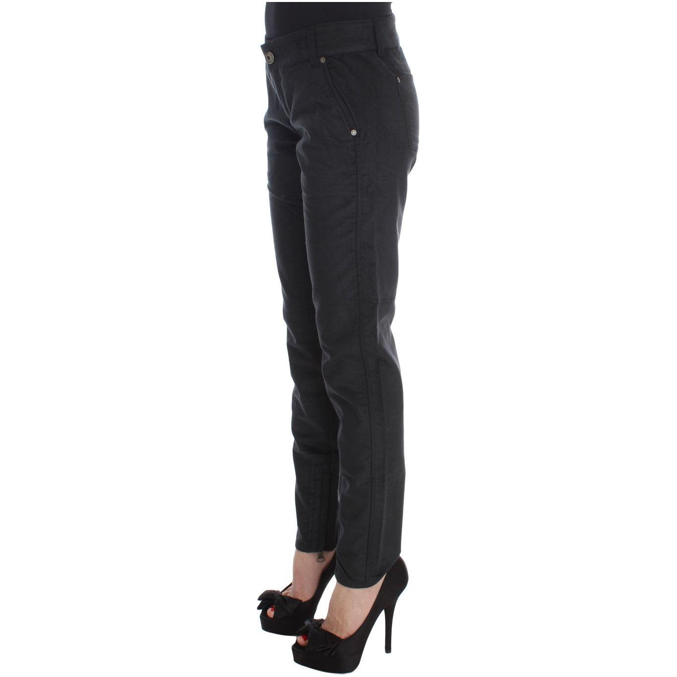 Ermanno Scervino Black Cotton Blend Regular Fit Pants
