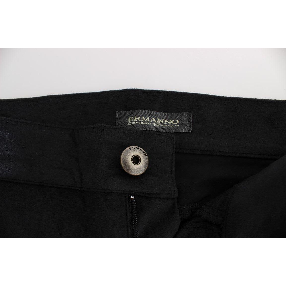 Ermanno Scervino Black Cotton Blend Regular Fit Pants