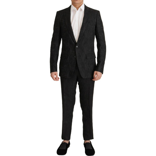 Dolce & Gabbana Black Brocade Formal 2 Piece MARTINI Suit