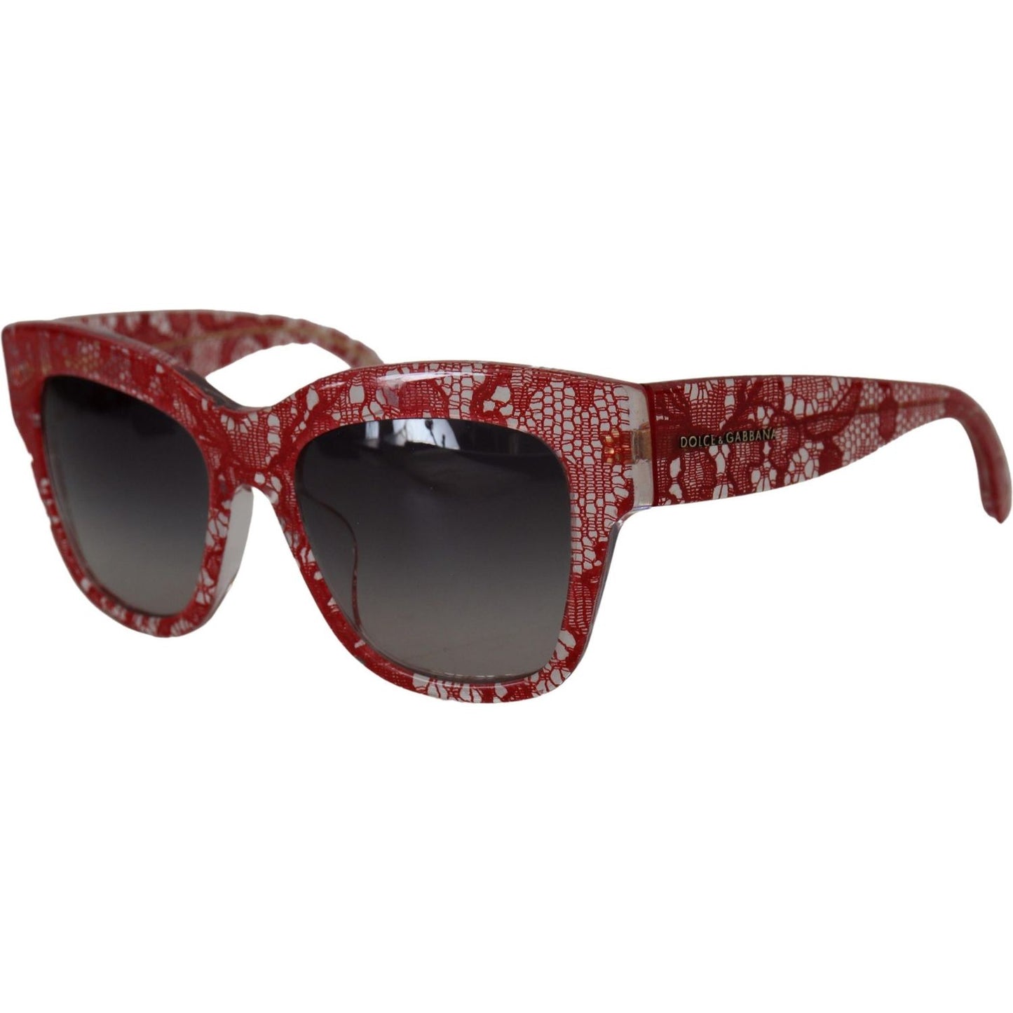 Dolce & Gabbana Red Lace Acetate Rectangle Shades DG4231F Sunglasses Dolce & Gabbana