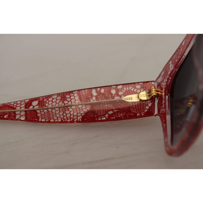Dolce & Gabbana Red Lace Acetate Rectangle Shades DG4231Sunglasses Dolce & Gabbana