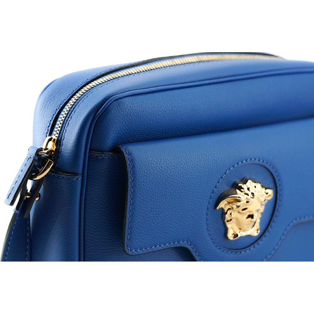 Versace Blue Calf Leather Camera Shoulder Bag Versace