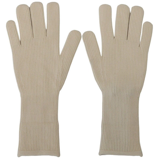 Dolce & Gabbana White Cashmere Knitted Hands Mitten Mens Gloves 1728,67345645728,9|M,Accessories,Dolce & Gabbana,Gloves - Accessories,Gloves - Men - Accessories,Material: 100% Cashmere,Men,Men - Accessories,New with tags,White