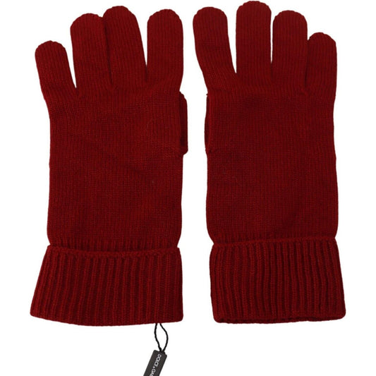 Dolce & Gabbana Red 100% Cashmere Knit Hands Mitten Mens Gloves 1728,67345645728,9|M,Accessories,Dolce & Gabbana,Gloves - Accessories,Gloves - Men - Accessories,Material: 100% Cashmere,Men,Men - Accessories,New with tags,Red