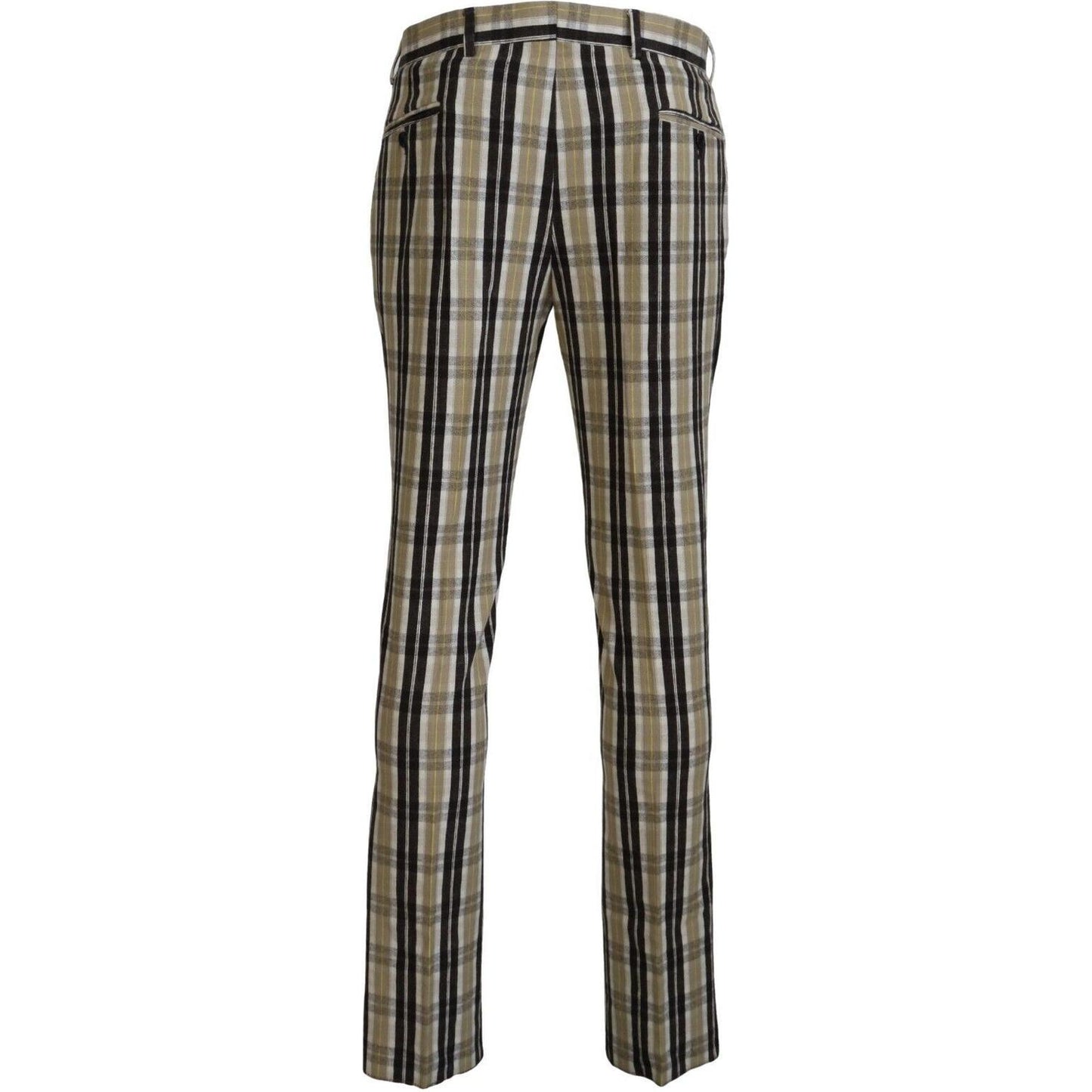 BENCIVENGA Multicolor Checkered Cotton Straight Fit Men Pants BENCIVENGA