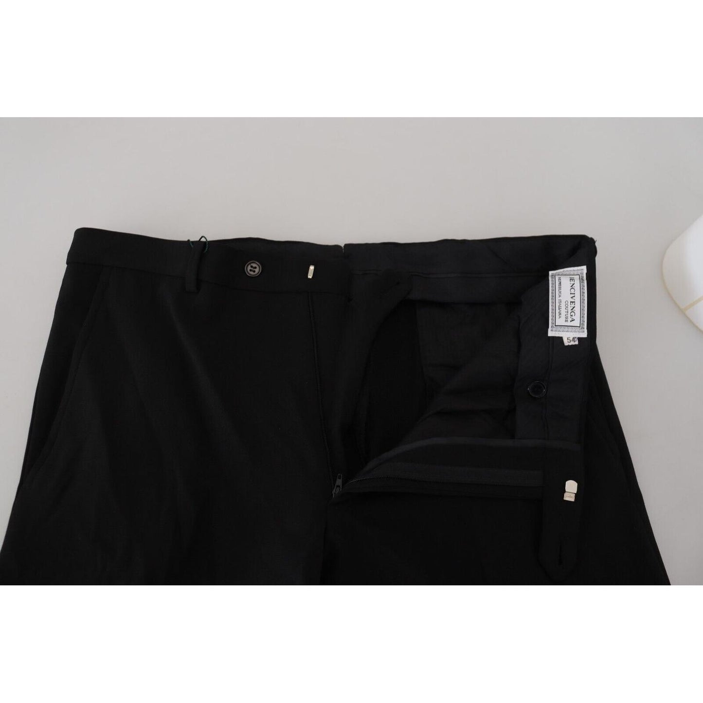 BENCIVENGA Black Straight Fit Men Formal Trousers Pants BENCIVENGA
