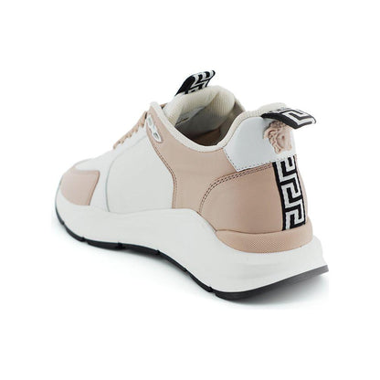 Versace Light Pink and White Calf Leather Sneakers Versace