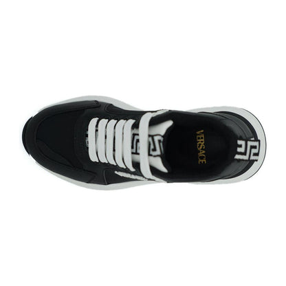 Versace Black and White Calf Leather Sneakers Versace