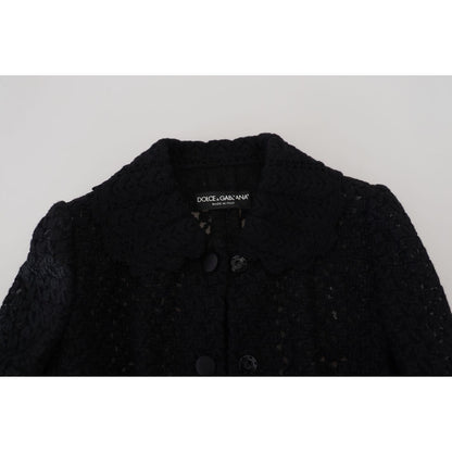 Dolce & Gabbana Black Wool Knitted Button Down Collar Jacket 12% Silk,1728,18% Nylon,67345645728,Black,Clothing,Coats - Jackets & Coats - Clothing,Dolce & Gabbana,IT40|S,Jackets & Coats - Clothing,Jackets & Coats - Women - Clothing,Material: 70% Virgin Wo