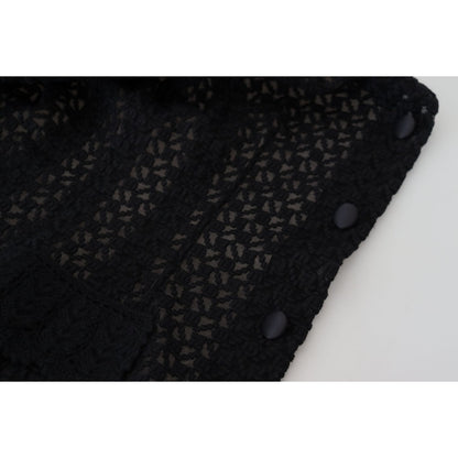 Dolce & Gabbana Black Wool Knitted Button Down Collar Jacket 12% Silk,1728,18% Nylon,67345645728,Black,Clothing,Coats - Jackets & Coats - Clothing,Dolce & Gabbana,IT40|S,Jackets & Coats - Clothing,Jackets & Coats - Women - Clothing,Material: 70% Virgin Wo