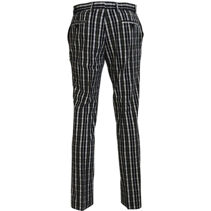 BENCIVENGA Black Checkered Cotton Casual Pants BENCIVENGA