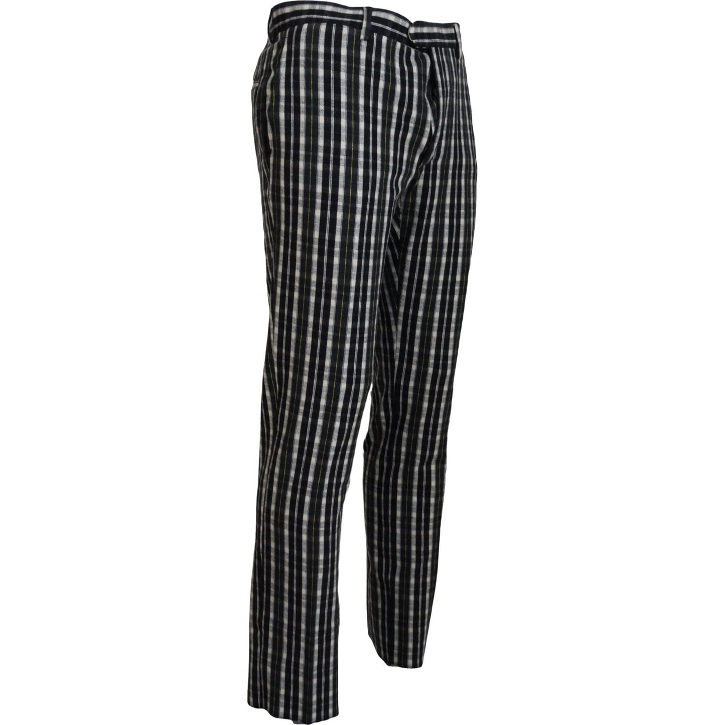 BENCIVENGA Black Checkered Cotton Casual Pants BENCIVENGA