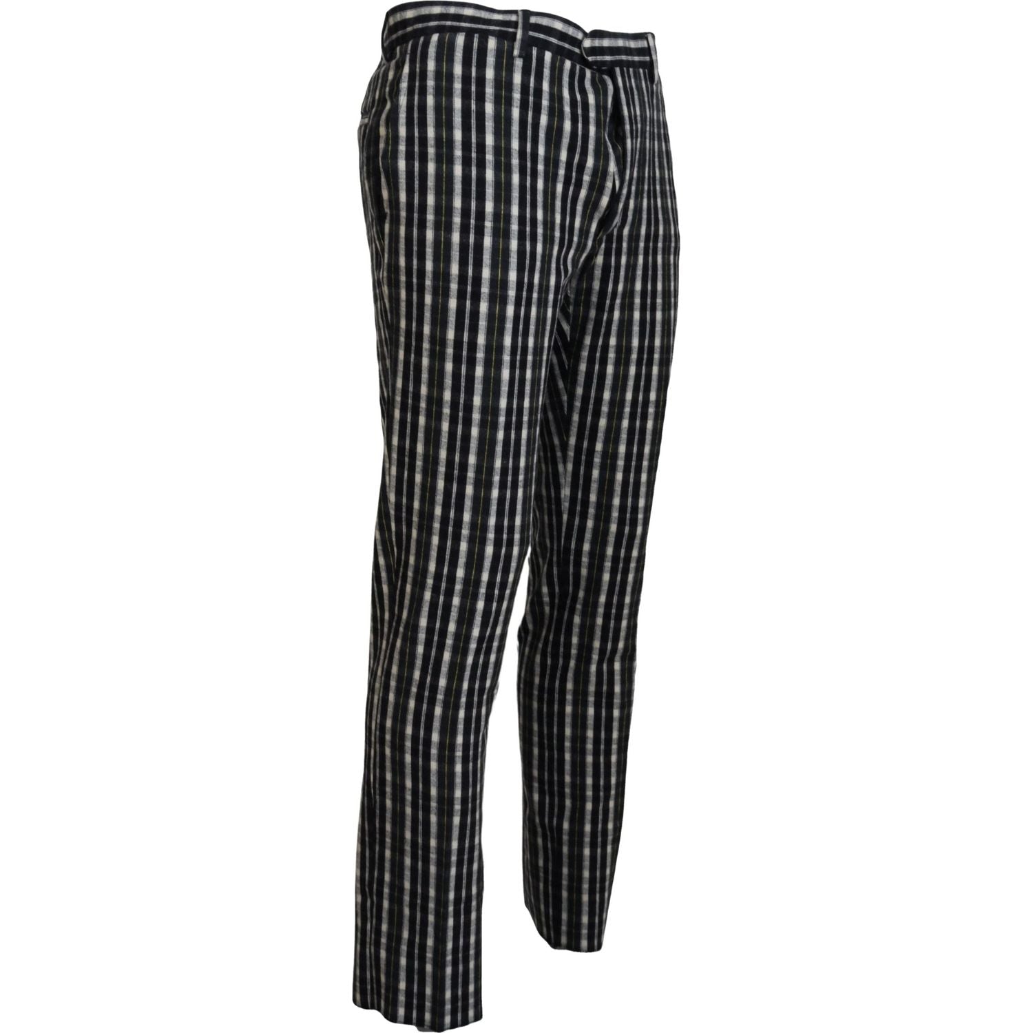 BENCIVENGA Black Checkered Cotton Casual Pants