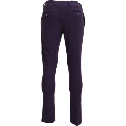 BENCIVENGA Purple Pure Cotton Tapered Mens Pants BENCIVENGA