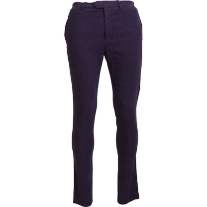 BENCIVENGA Purple Pure Cotton Tapered Mens Pants BENCIVENGA