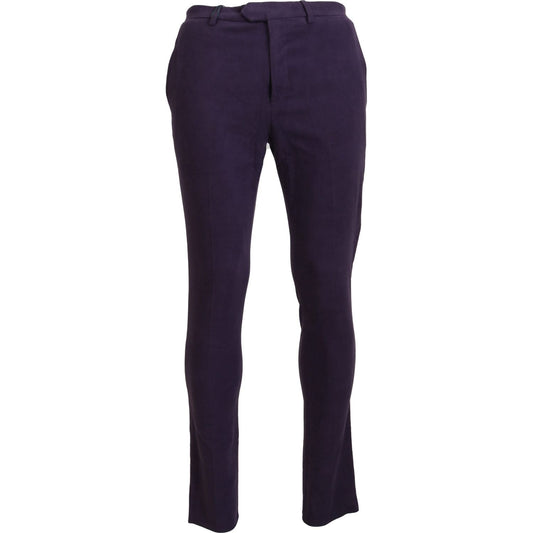 BENCIVENGA Purple Pure Cotton Tapered Mens Pants BENCIVENGA