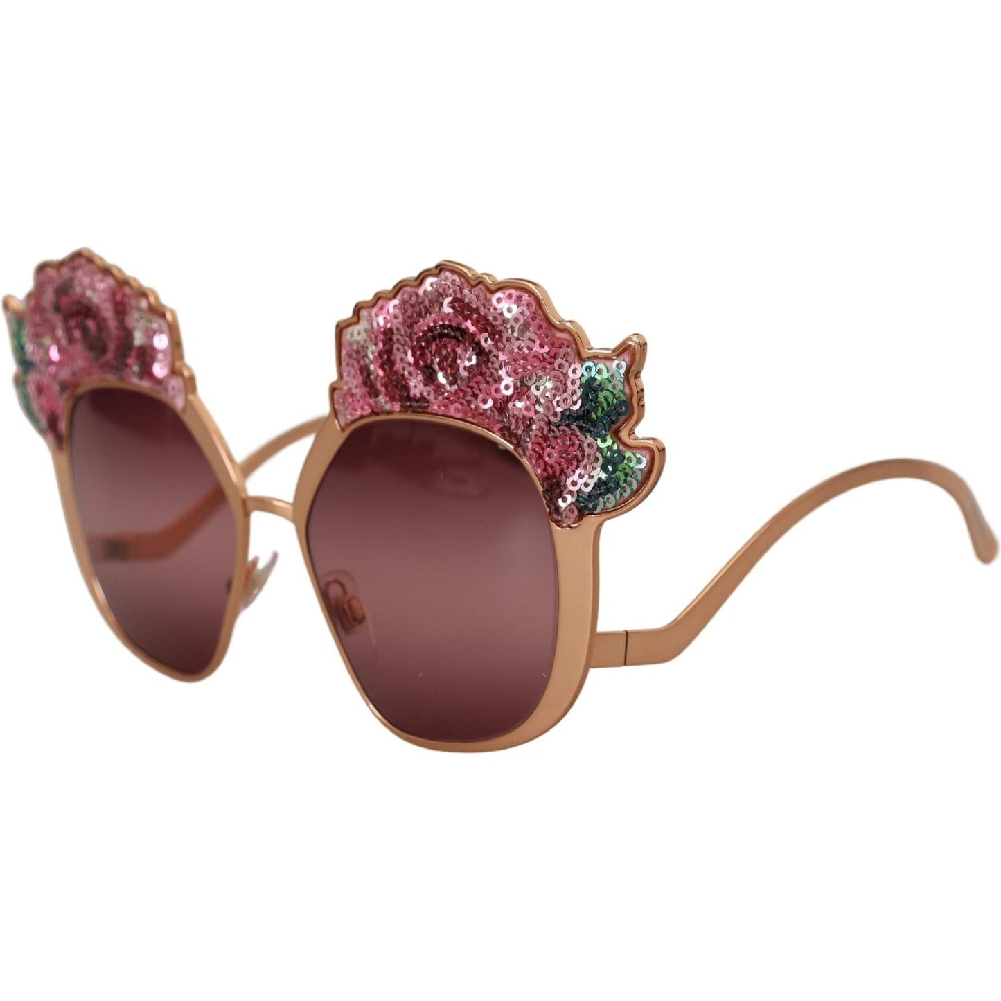 Dolce & Gabbana Pink Gold Rose Sequin Embroidery DG2202 Sunglasses Dolce & Gabbana