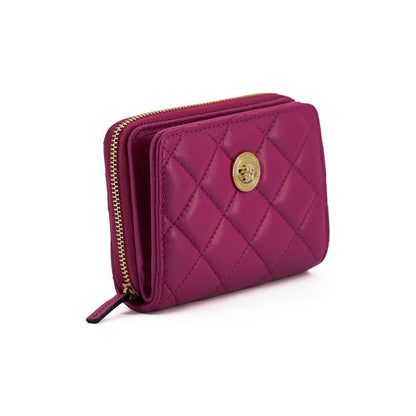 Versace Purple Nappa Leather Bifold Zip Around Wallet Versace